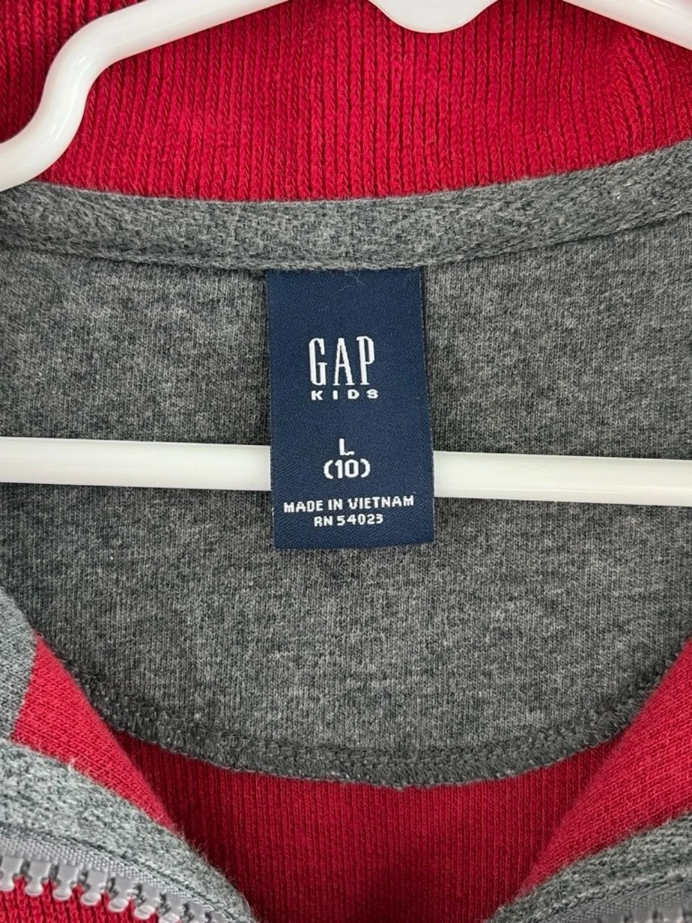 GAP Red and Gray Striped Half-Zip Sweater